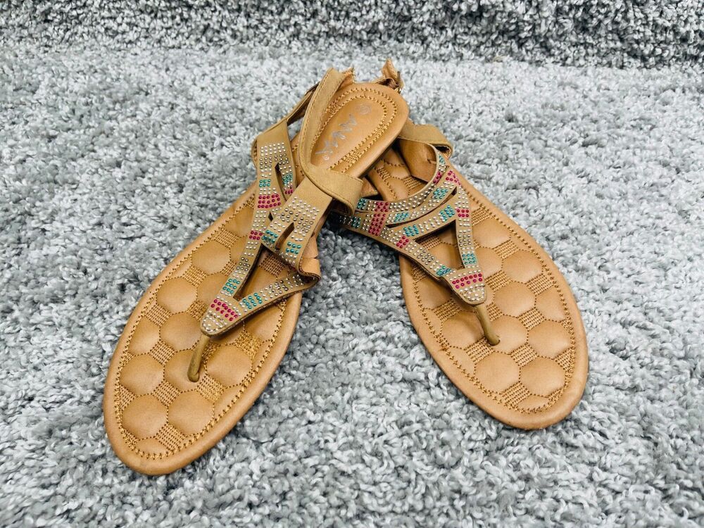 Anna Womens Slingback Sandals Beige Size 10 Bohemian Beaded Jenson 250